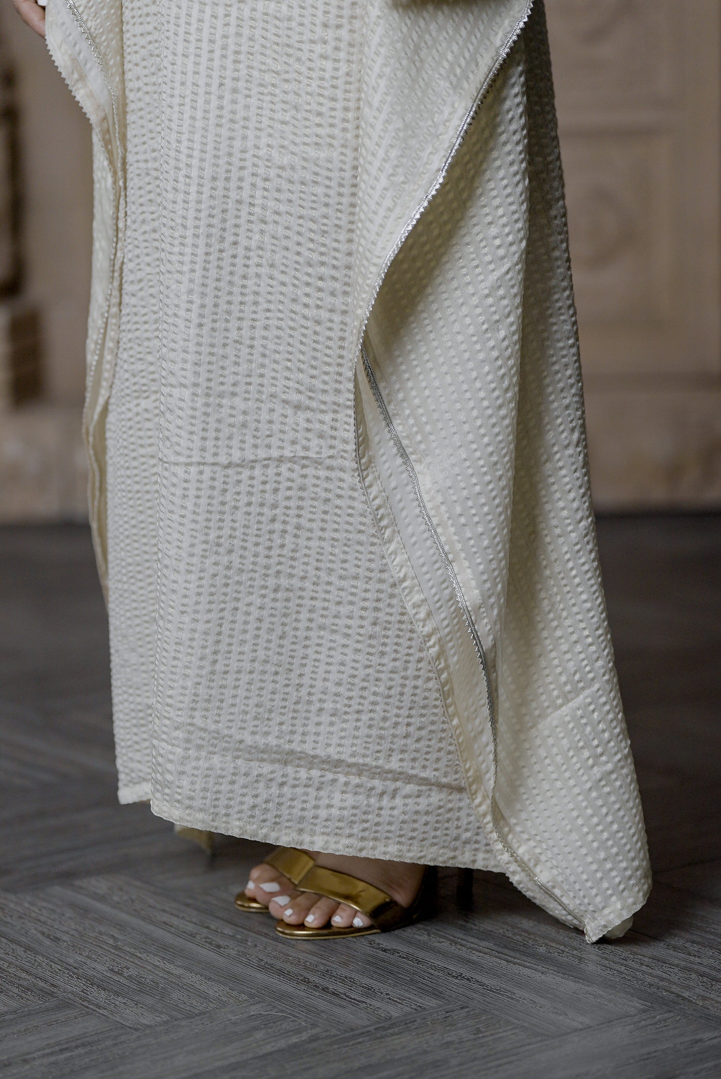 Ivory and Silver Shimmer Kaftan