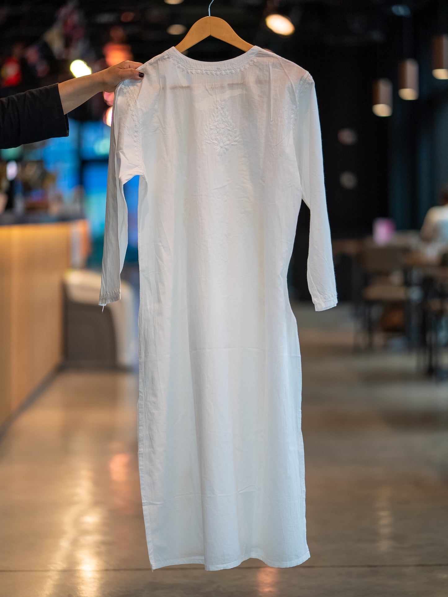 White Round Neck Kurta