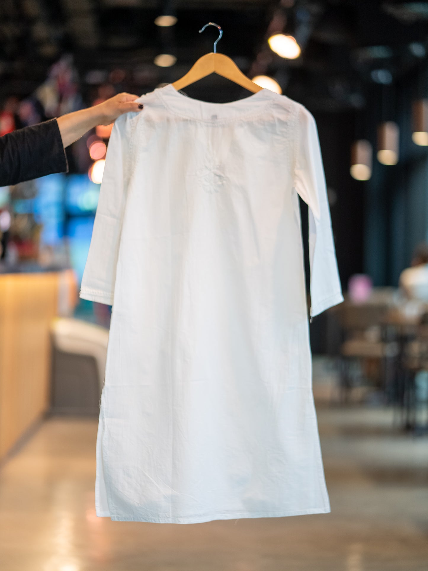 White Cotton Paisley Kurta