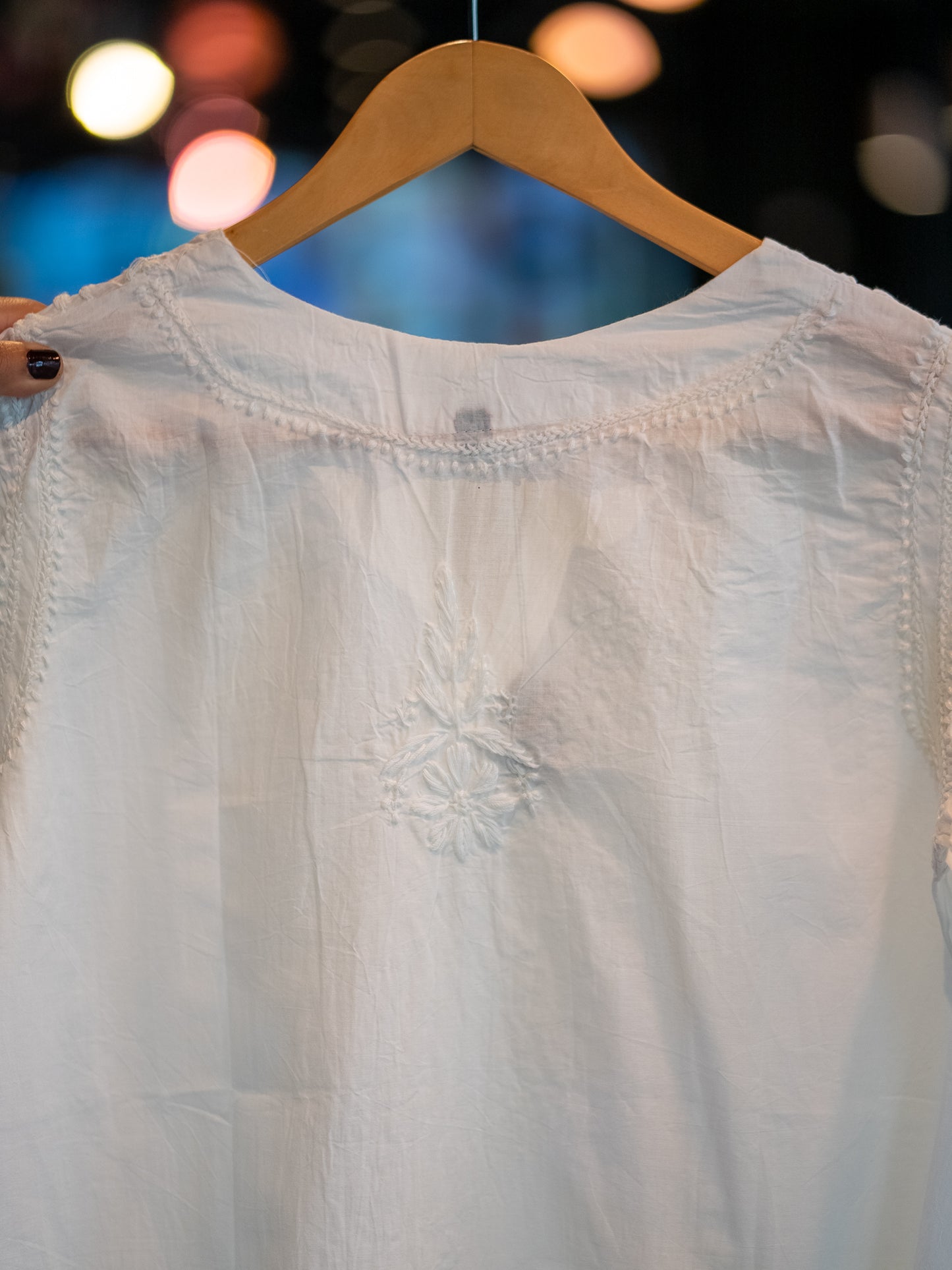 White Cotton Paisley Kurta