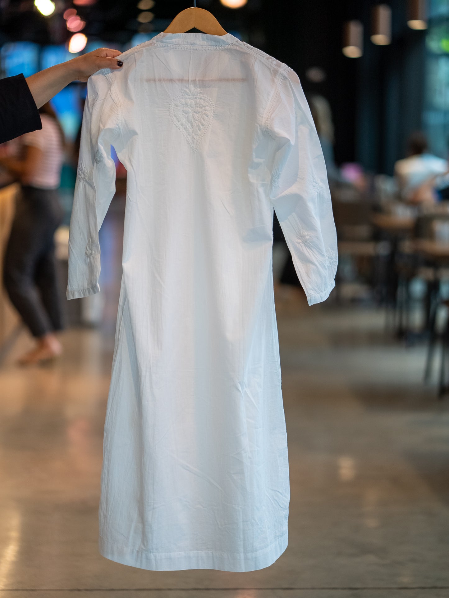 White Cotton Anarkali Style Kurta
