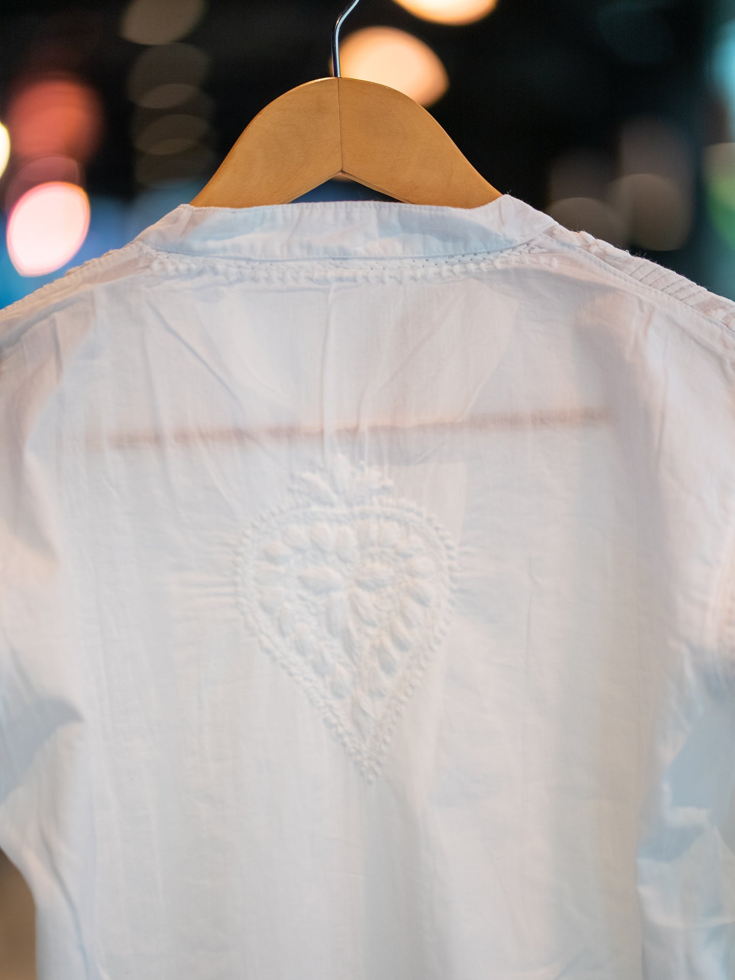 White Cotton Anarkali Style Kurta