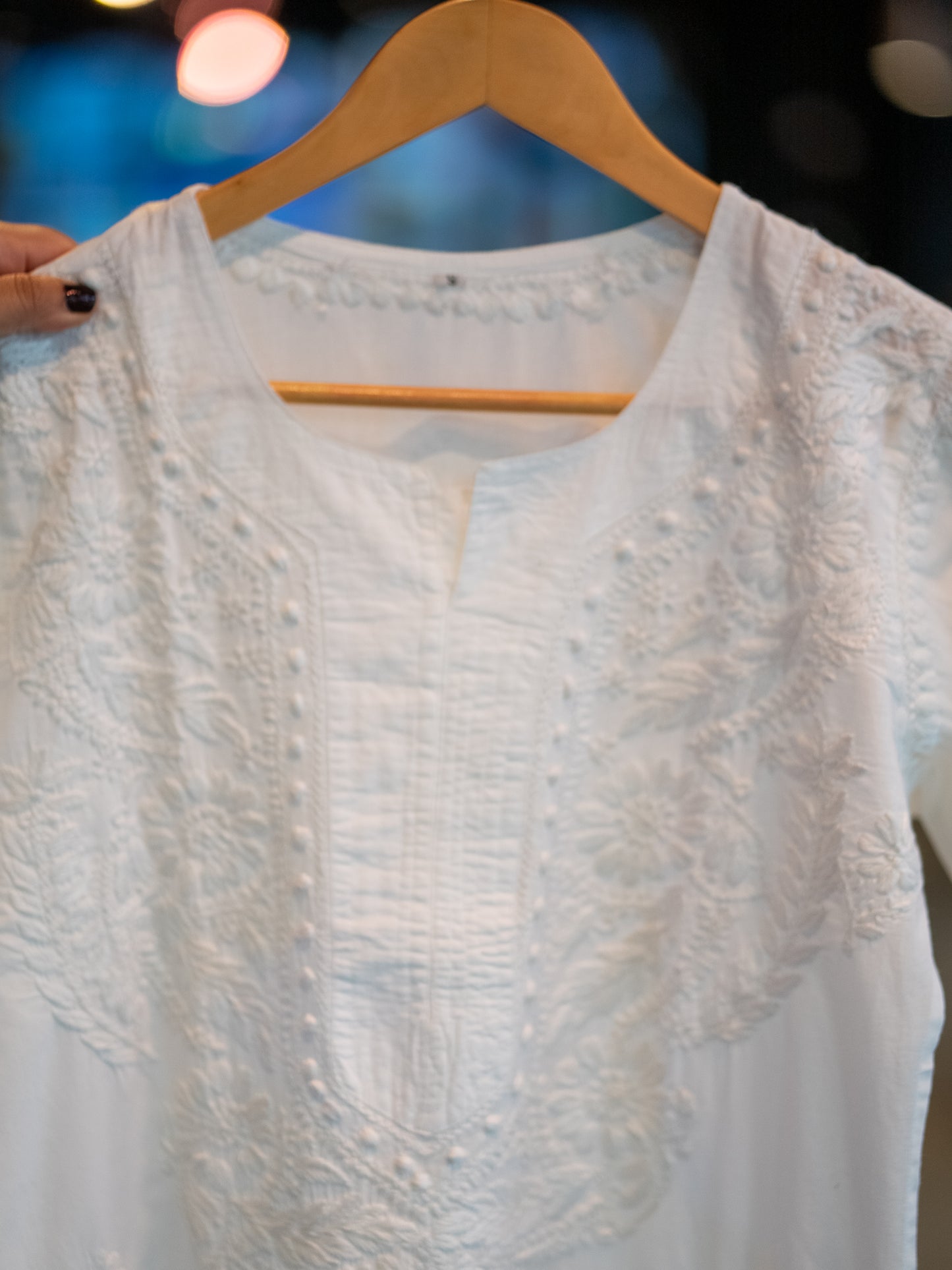 White Circles Kurta