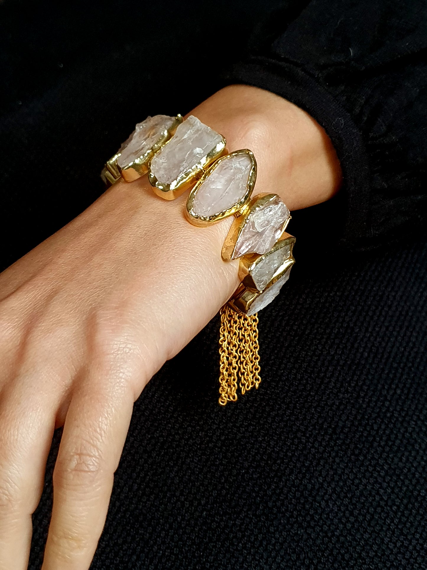 Clear Uncut Cuff Bracelet