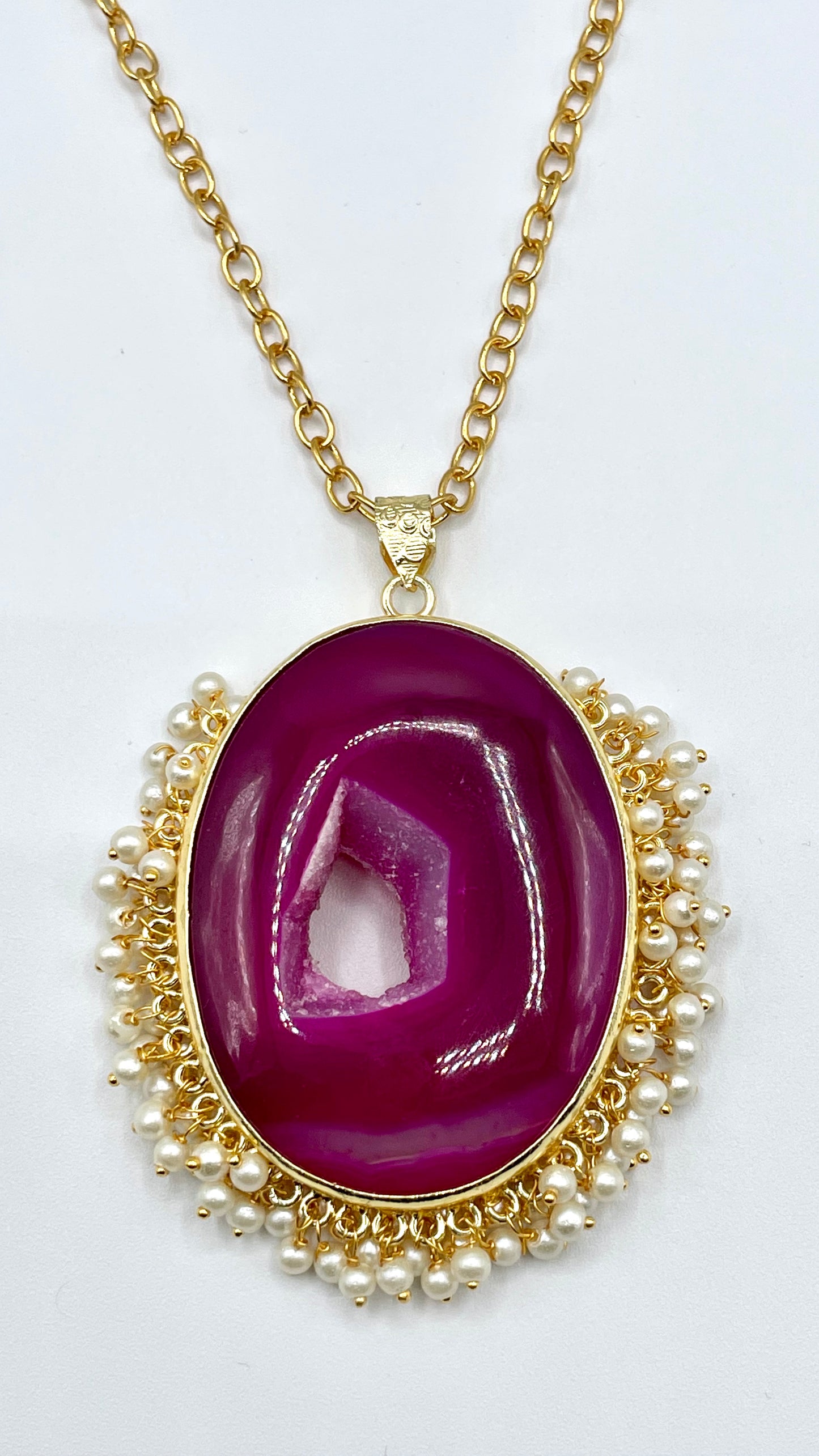 Cerise Onyx Stone Pendant