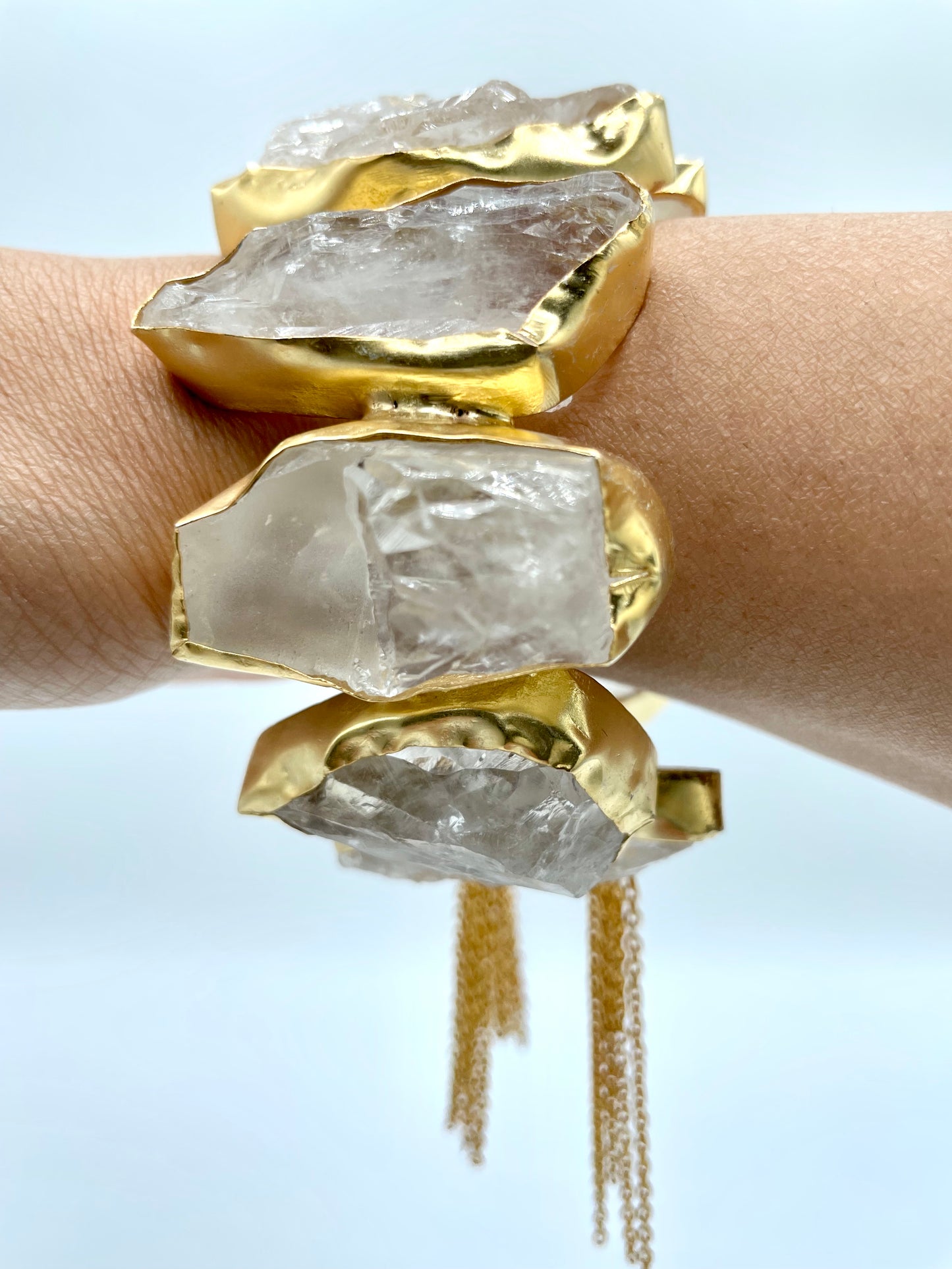 Bohemian Style Cuff Bracelet - White Fluorite