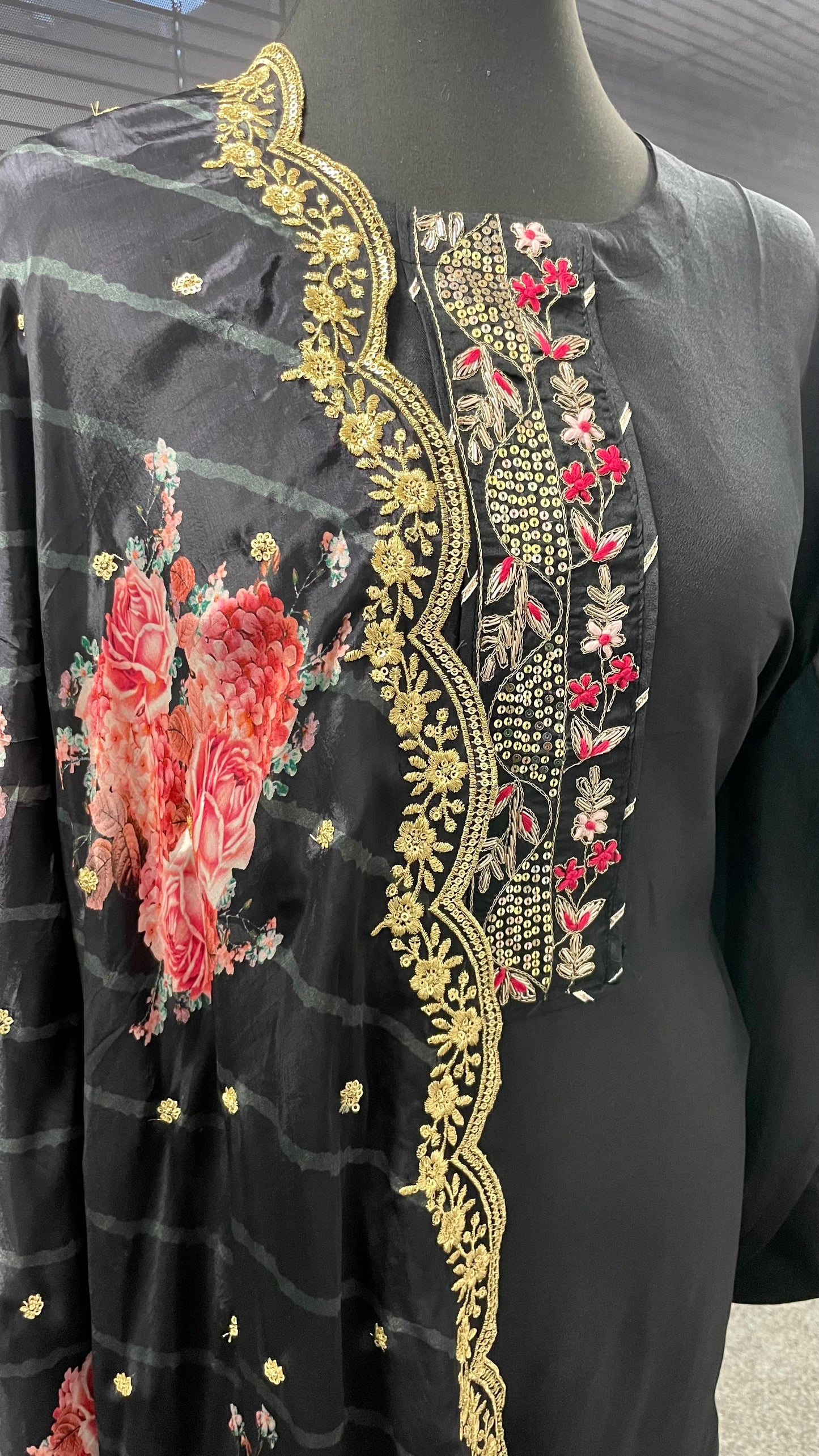 Black Floral Suit - 3pc
