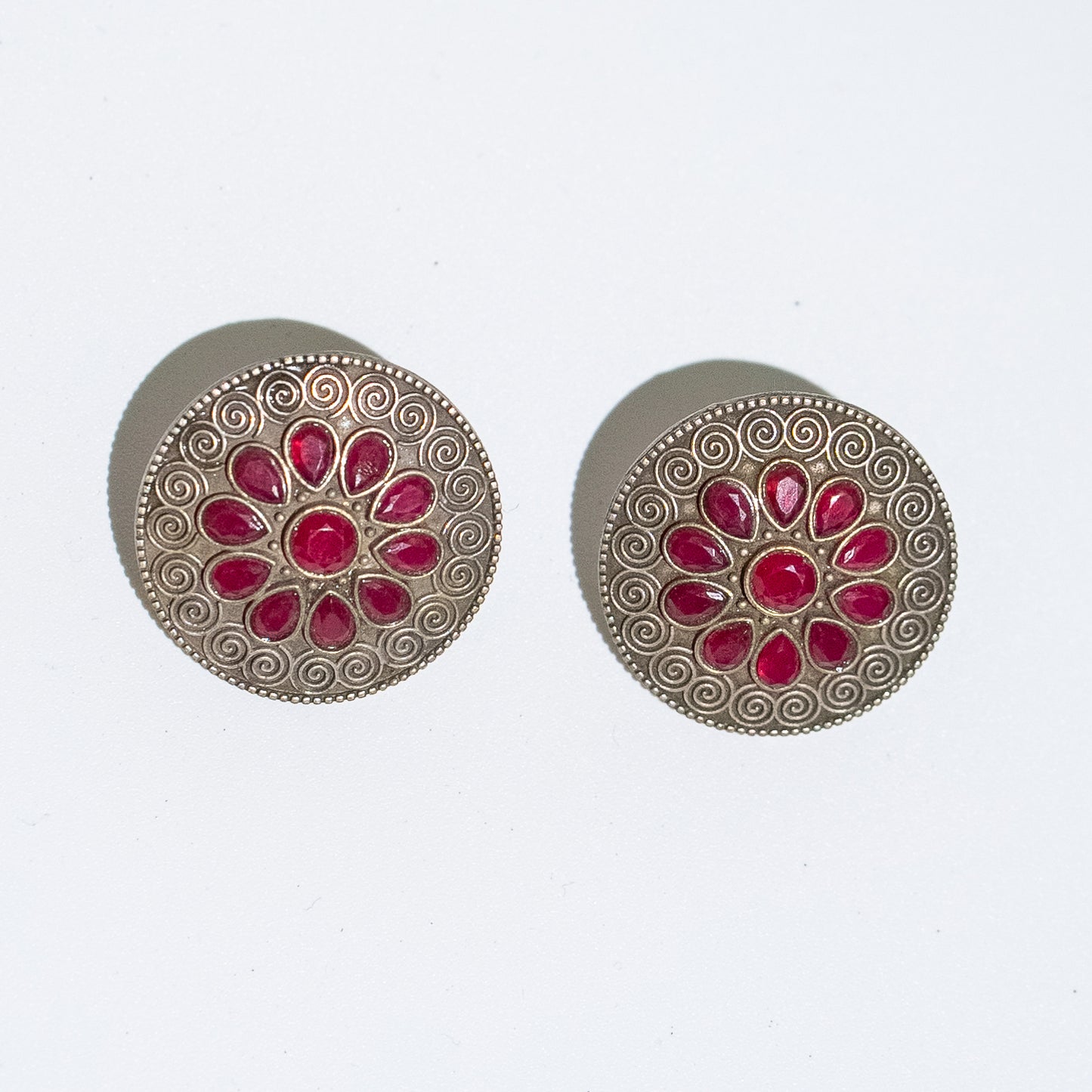 Oversized Red Stone Studs