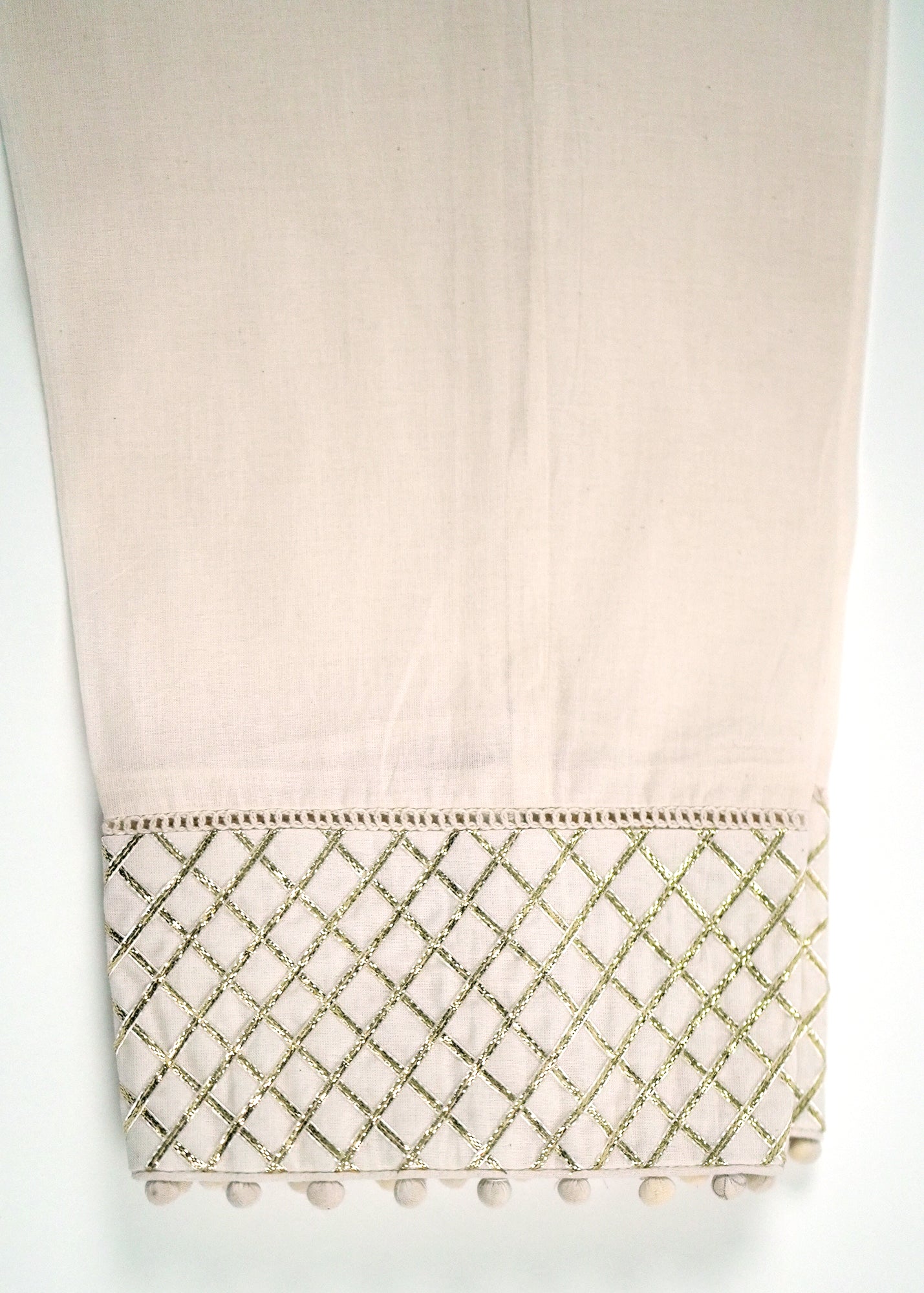 Ivory Light Gold Gota Straight Leg Trouser