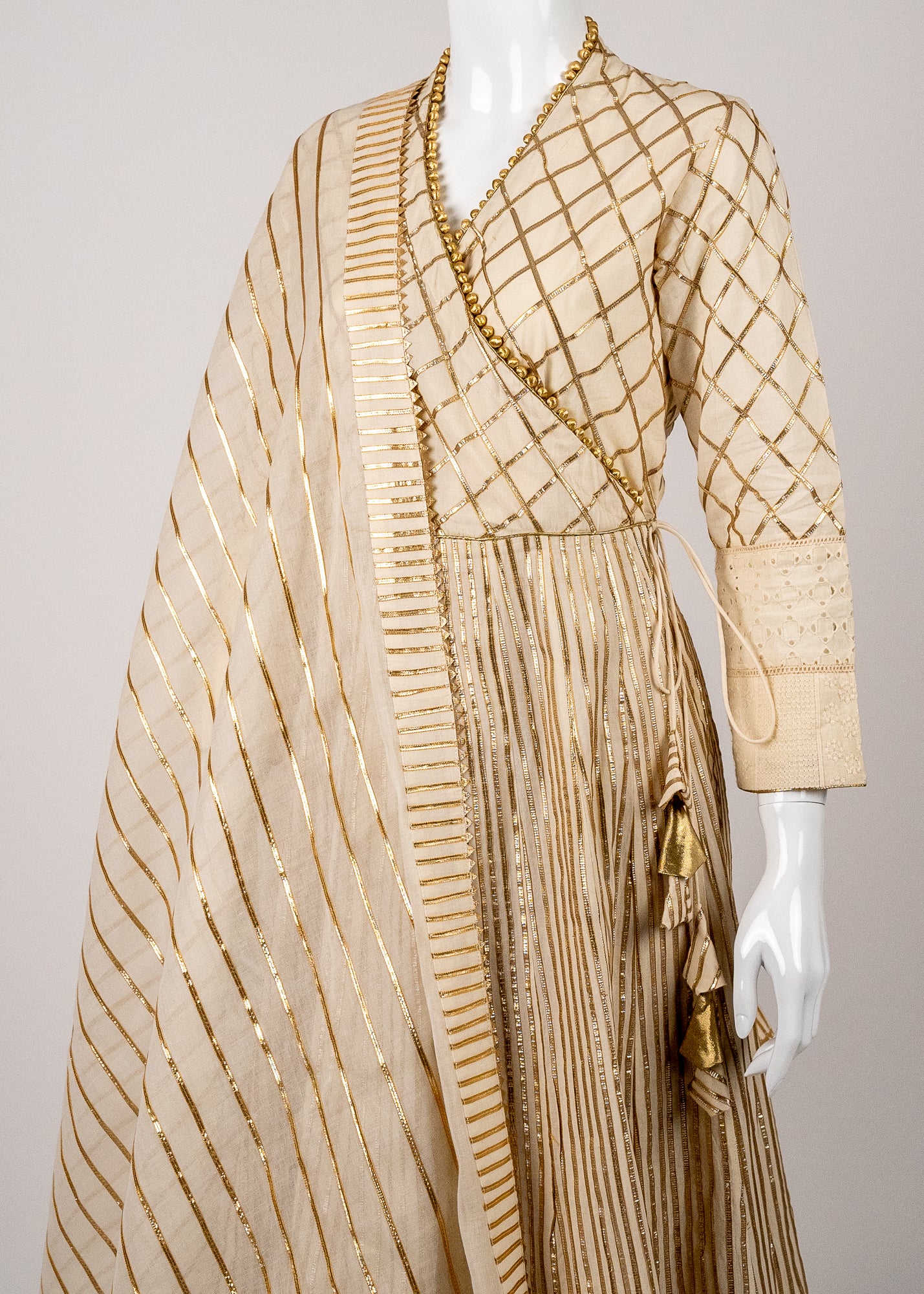 Ivory Angrekha Style Wrap Over Dress