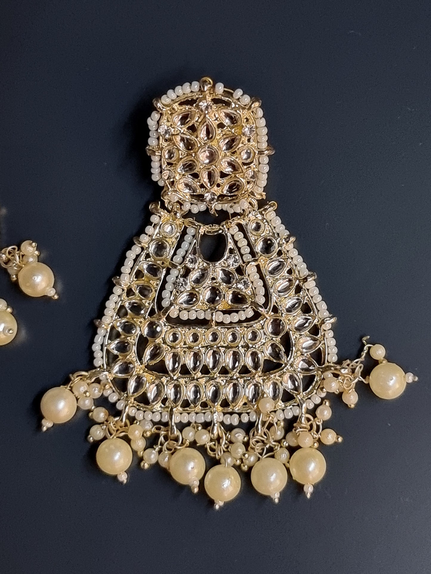 Pearl and Kundan Statement Earrings