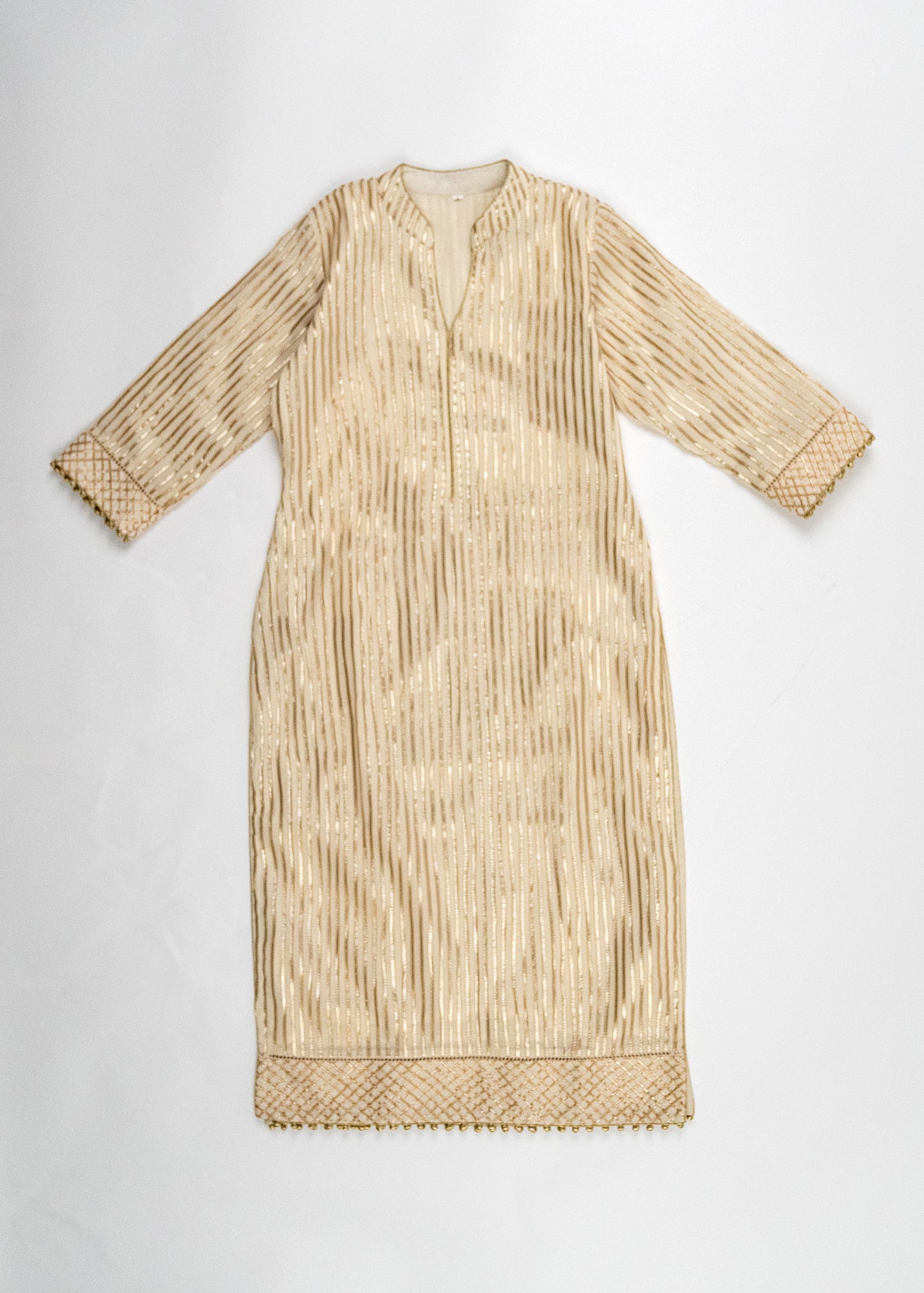 Ivory Gota Detailed Kameez - Nehru Collar