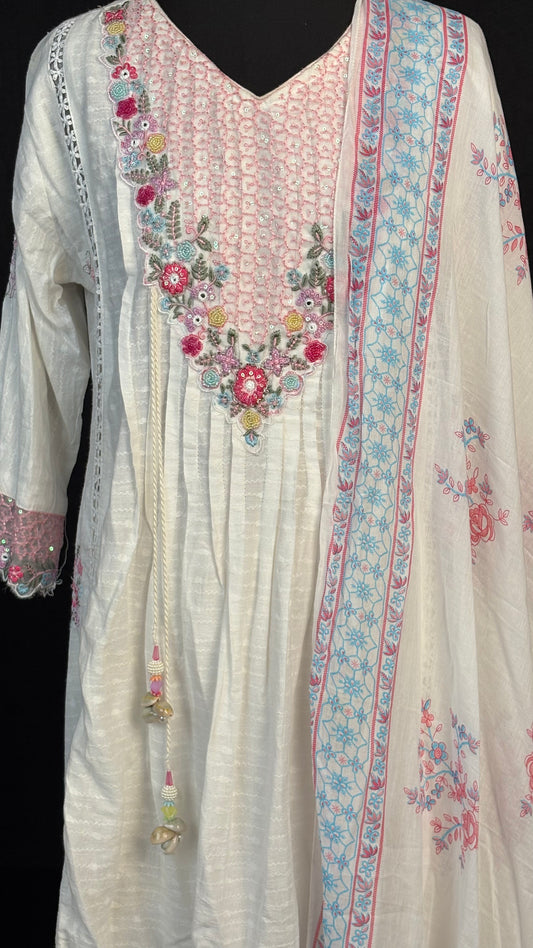 Embellished Cotton Kameez Set - 3pc