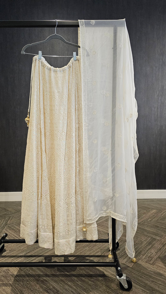 Ivory lehnga (Clear sequins)