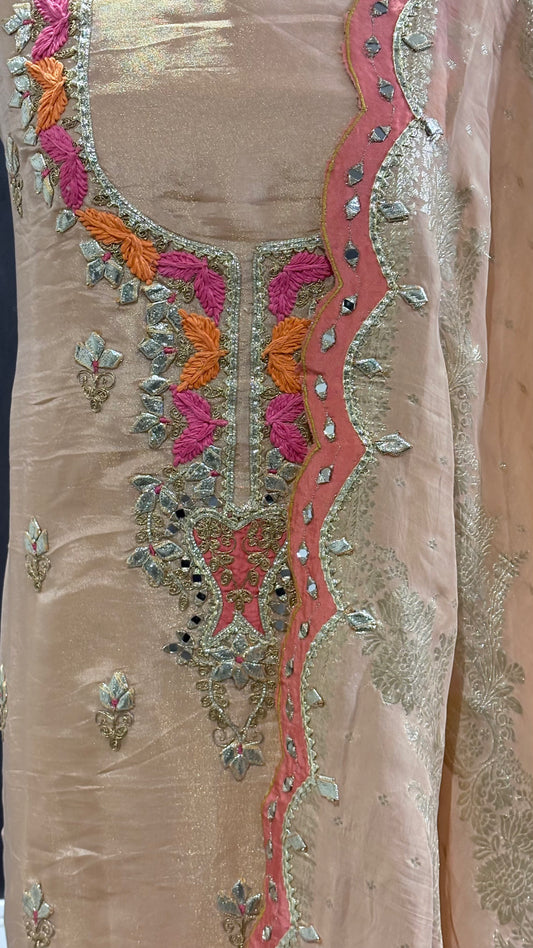 Peach Shimmer Jacquard - 3pc