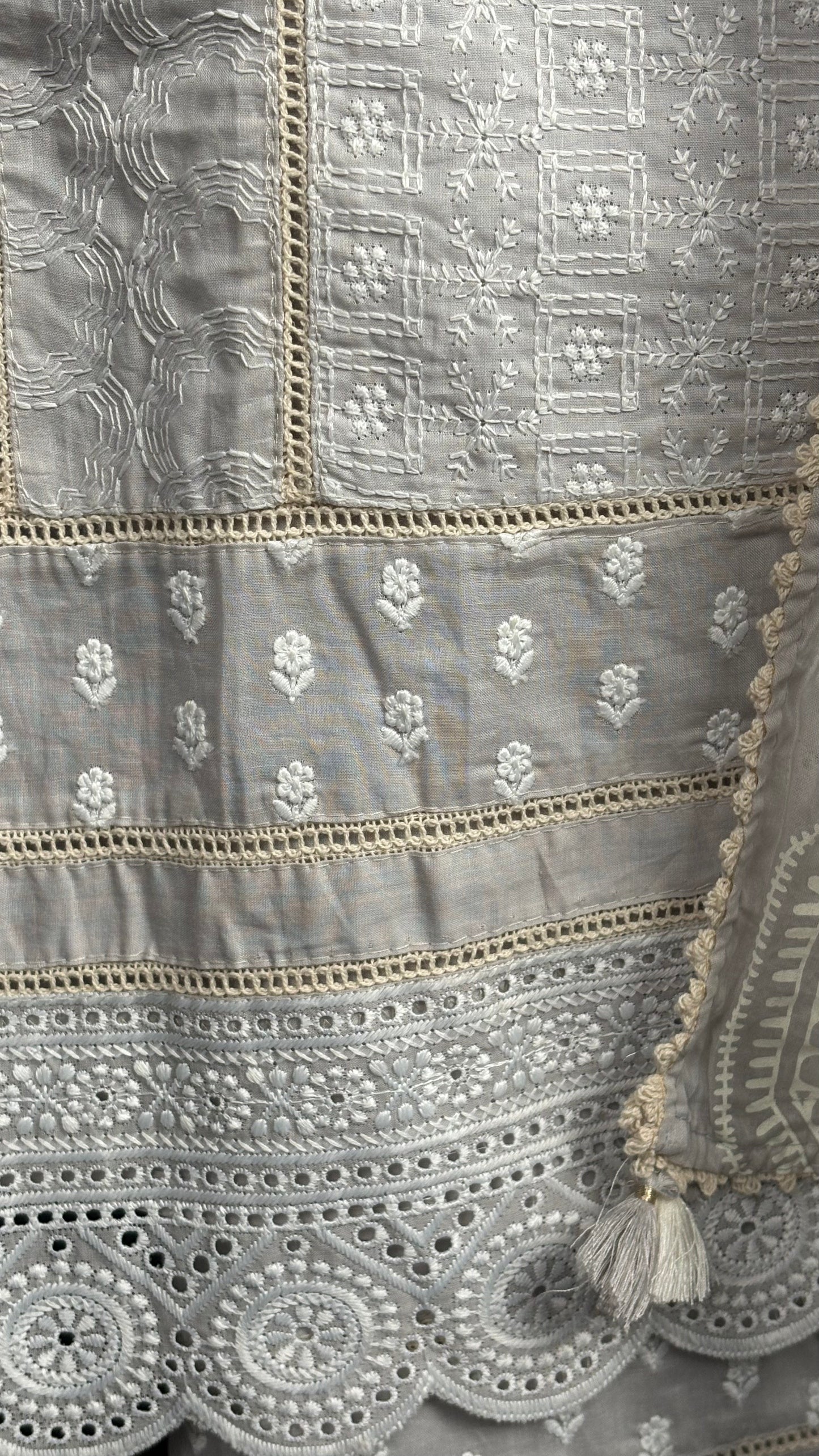 Grey Lace Cotton - 3pc