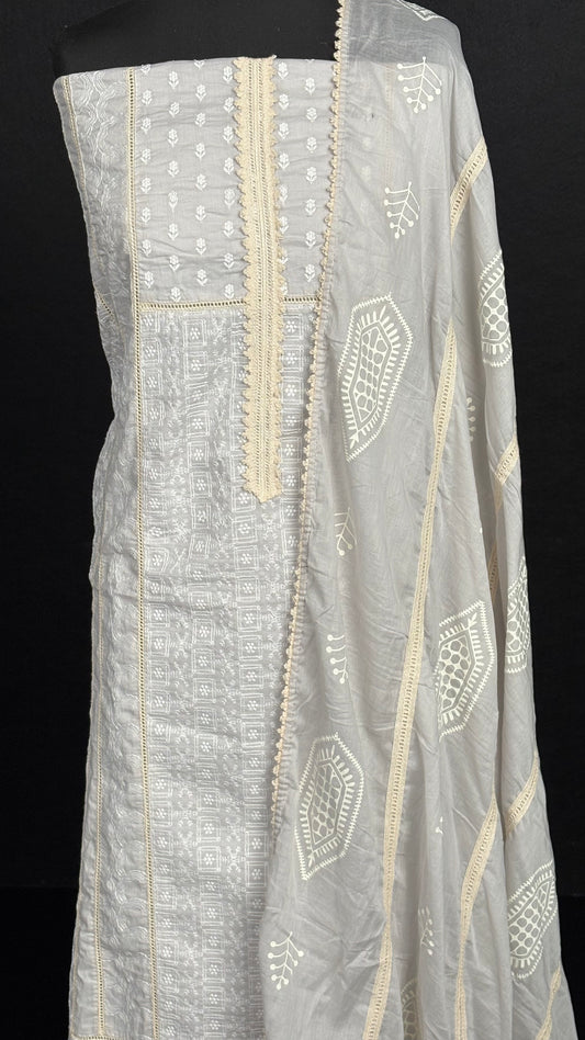 Grey Lace Cotton - 3pc