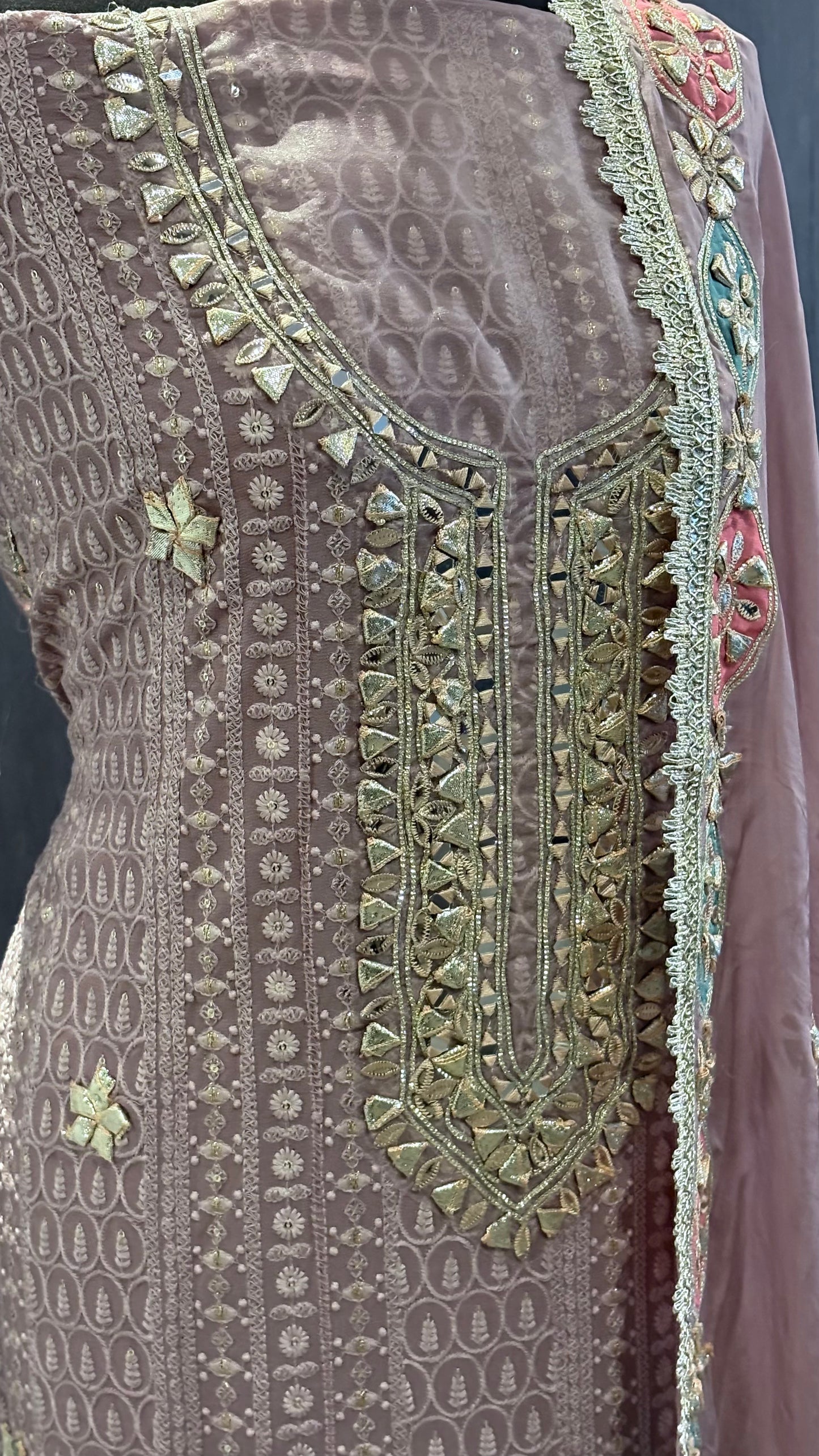 Chikankari Style Gota - 3pc