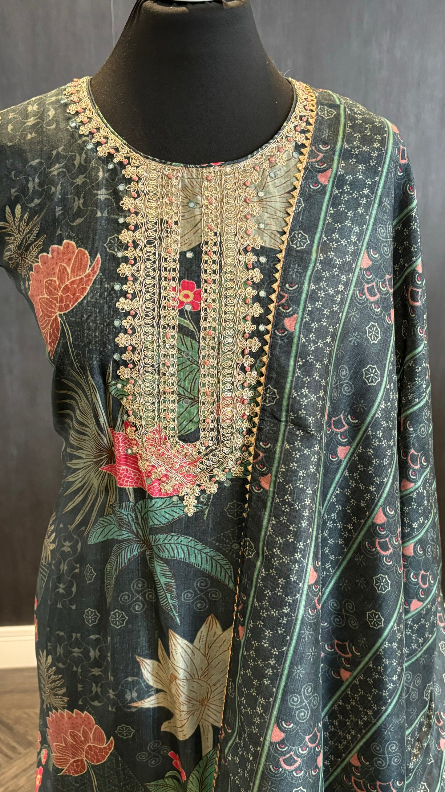 Charcoal Printed - 3pc