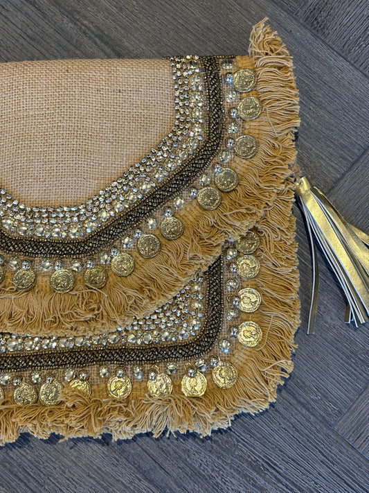 Gold Large Boho Clutch Bag