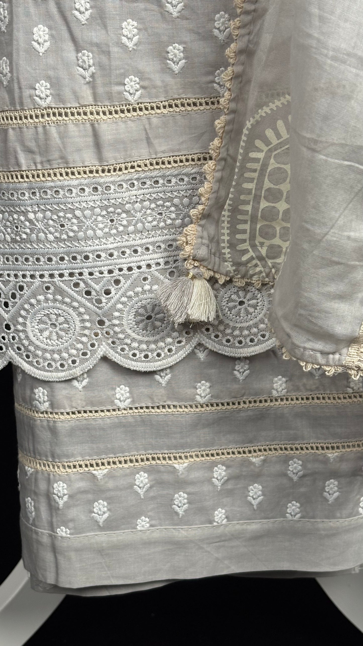Grey Lace Cotton - 3pc