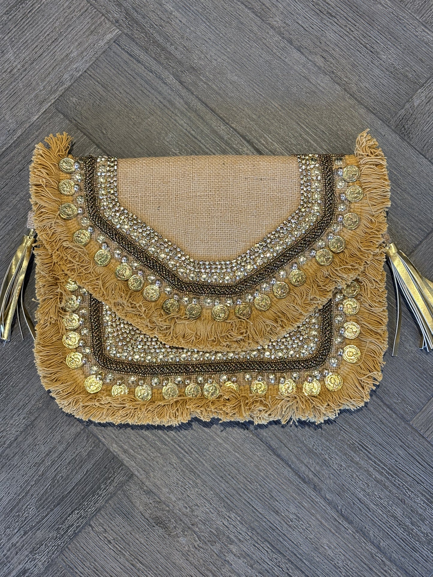 Gold Large Boho Clutch Bag