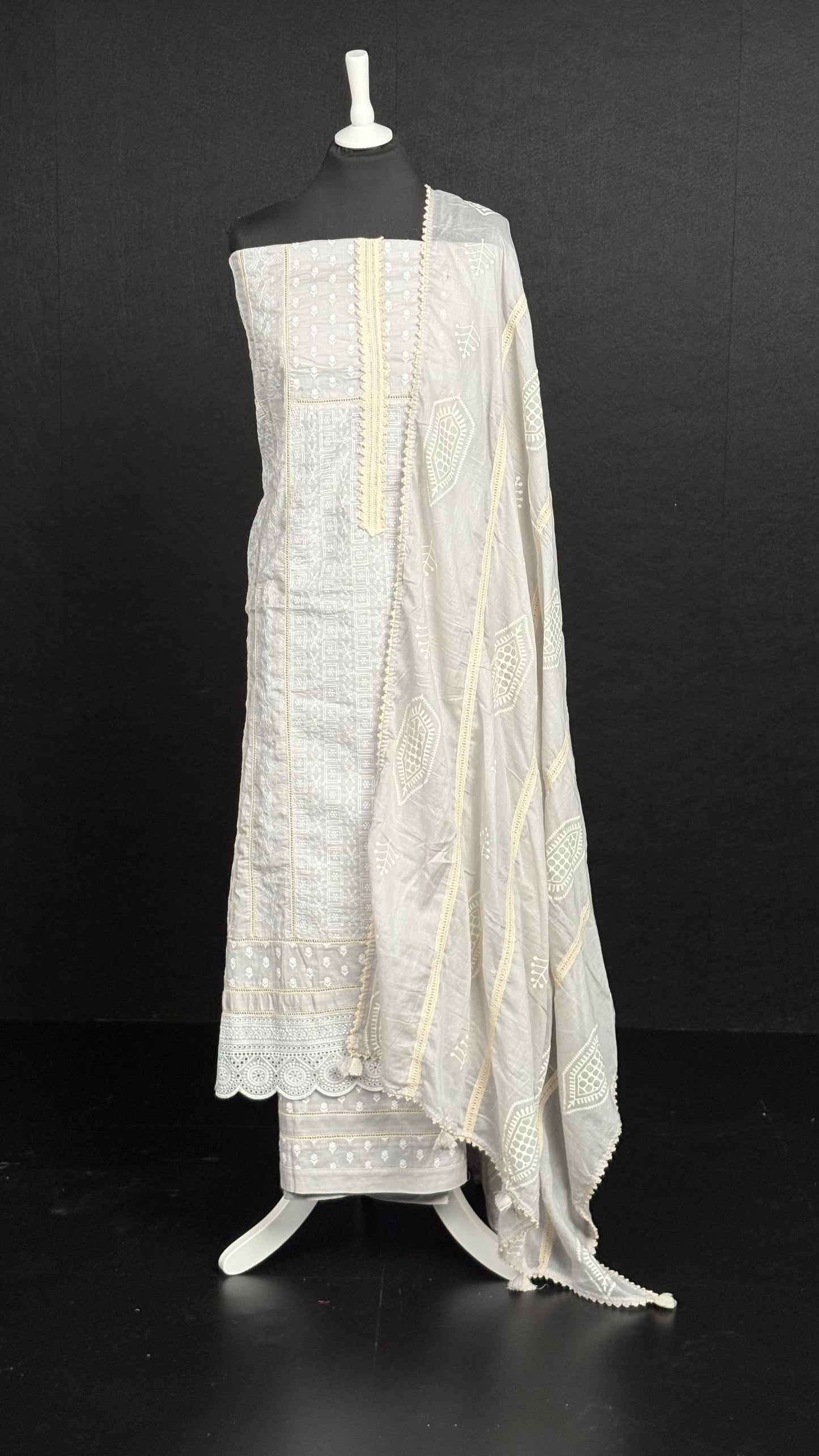 Grey Lace Cotton - 3pc
