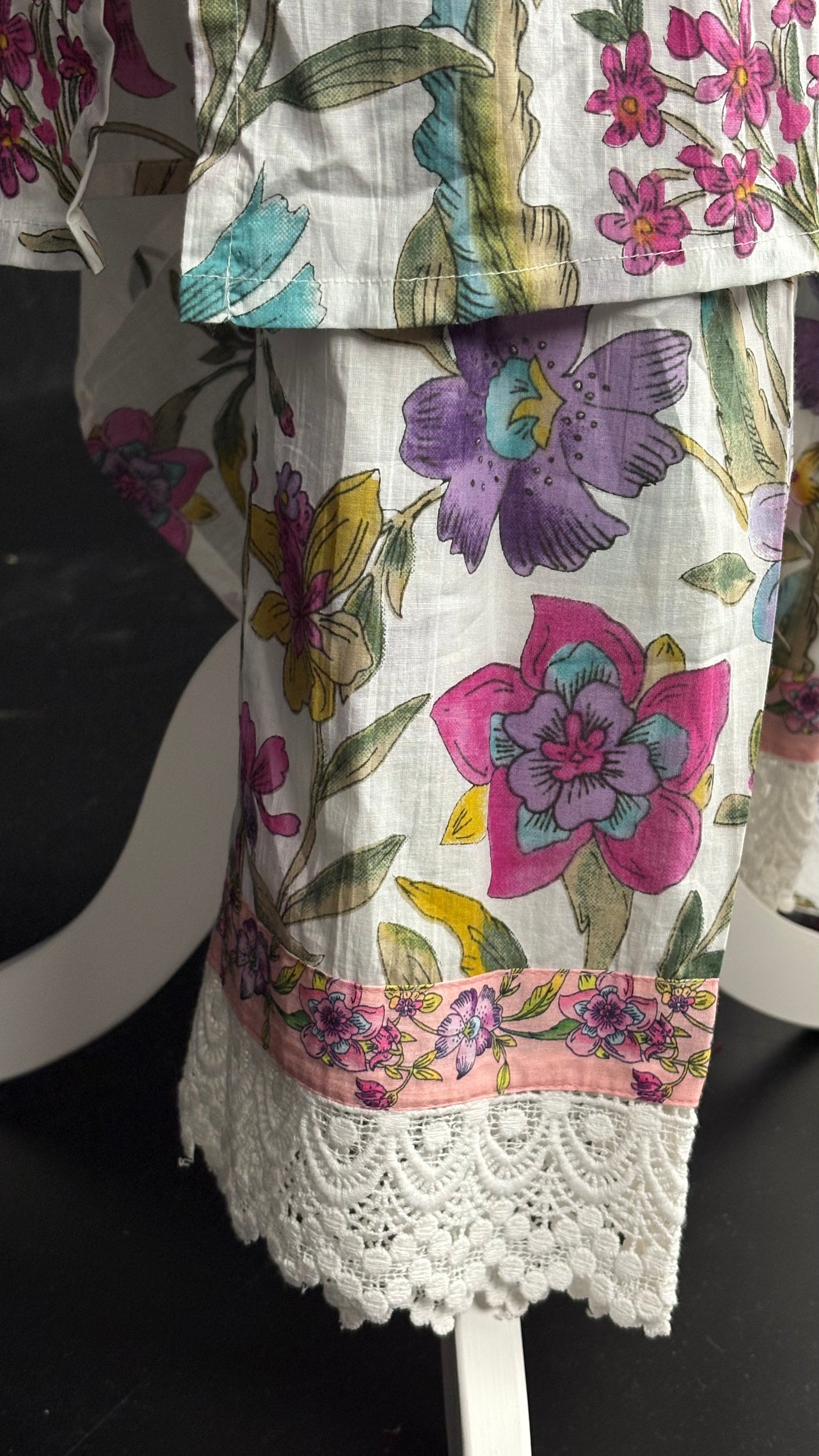 Lace and Print Cotton Set - 3pc