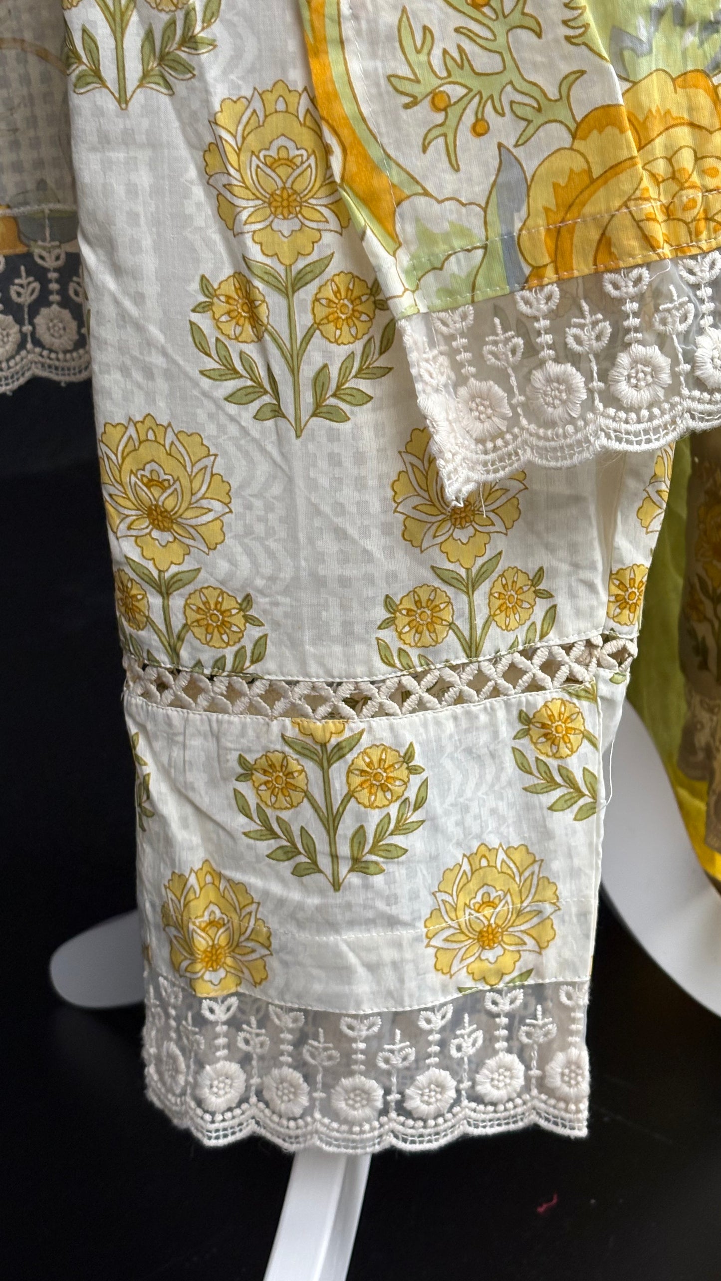 Yellow Printed Cotton Set - 3pc