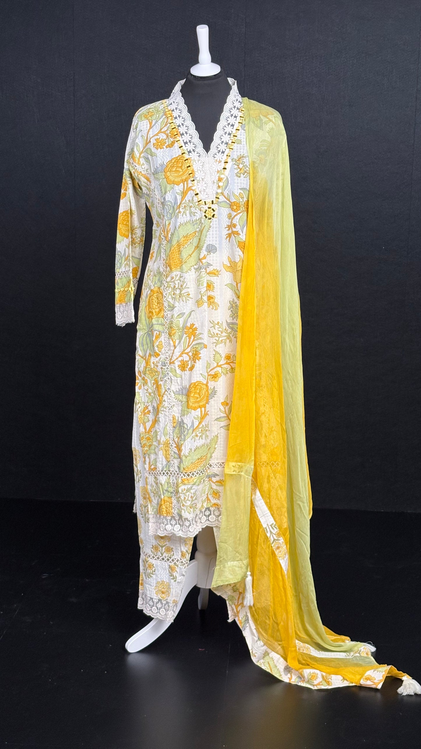 Yellow Printed Cotton Set - 3pc