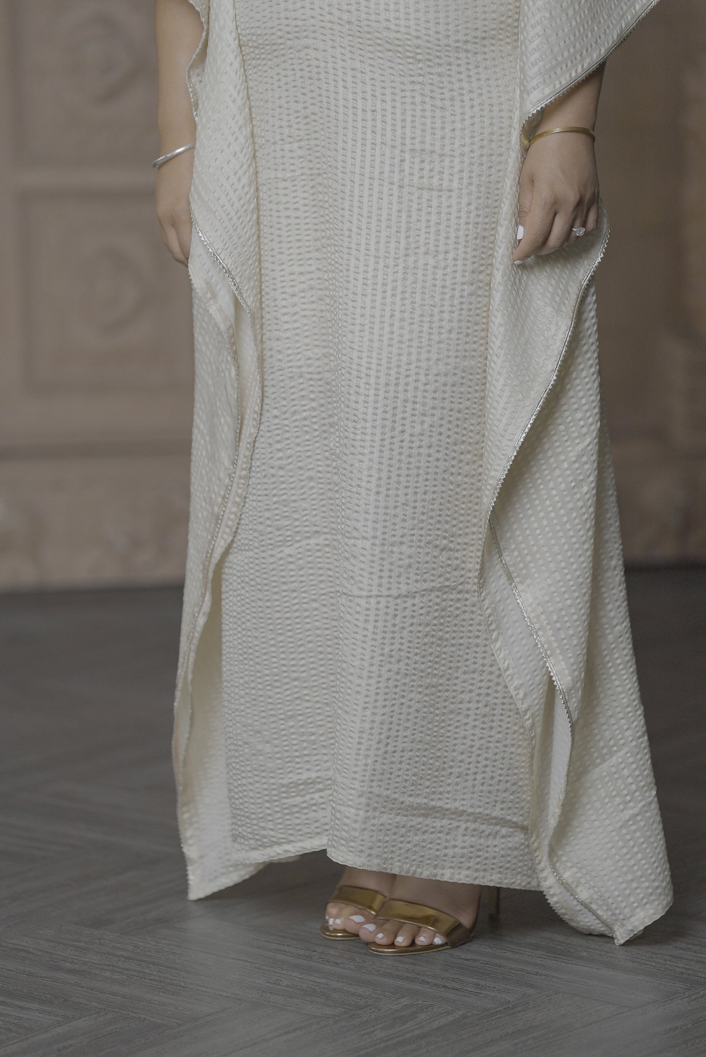Ivory and Gold Shimmer Kaftan