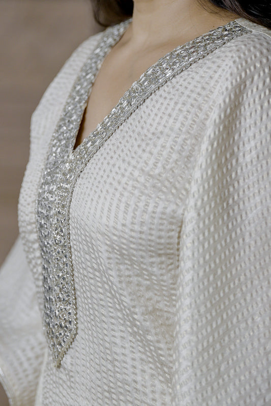 Ivory and Silver Shimmer Kaftan