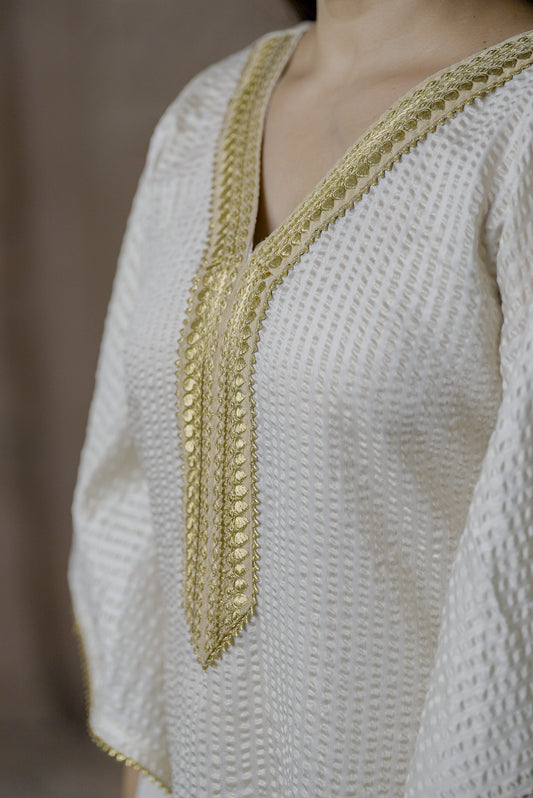 Ivory and Gold Shimmer Kaftan