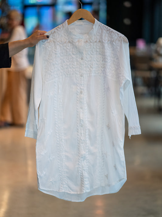 White Nehru Collar Kurta