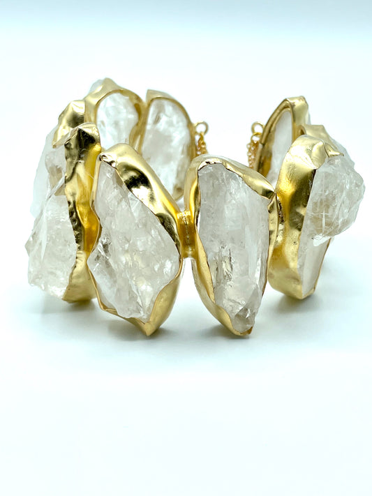 Bohemian Style Cuff Bracelet - White Fluorite