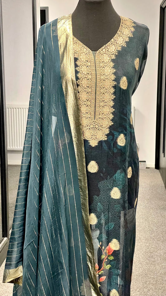 Emerald Green Floral - 3pc