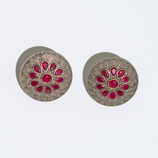 Oversized Red Stone Studs