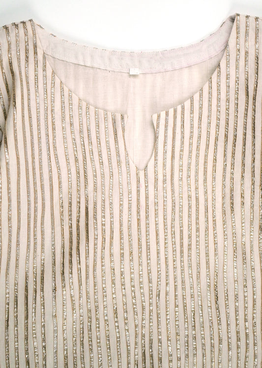 Ivory Gota Detailed Kurta - Cut Neck