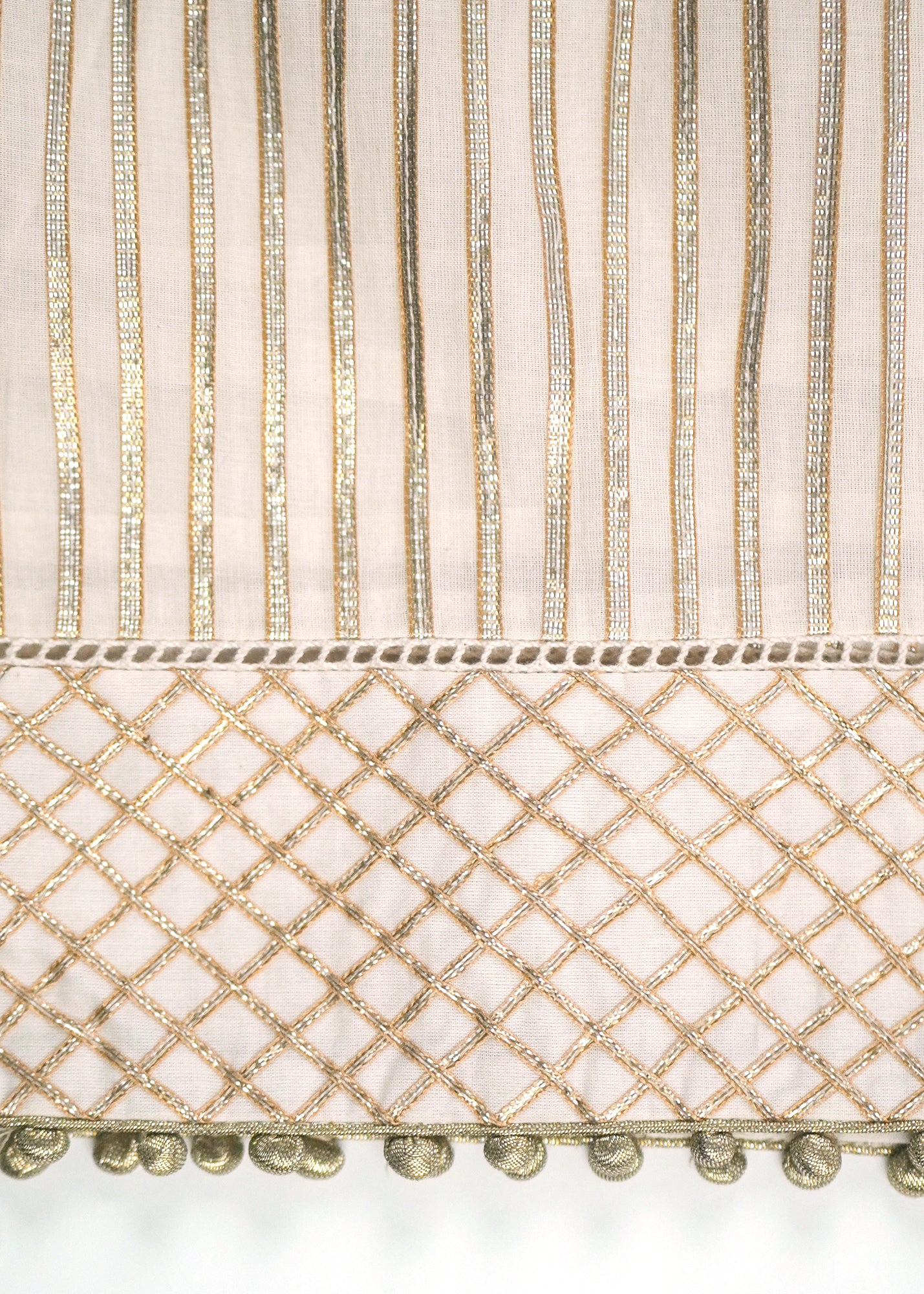 Ivory Gota Detailed Kurta - Cut Neck