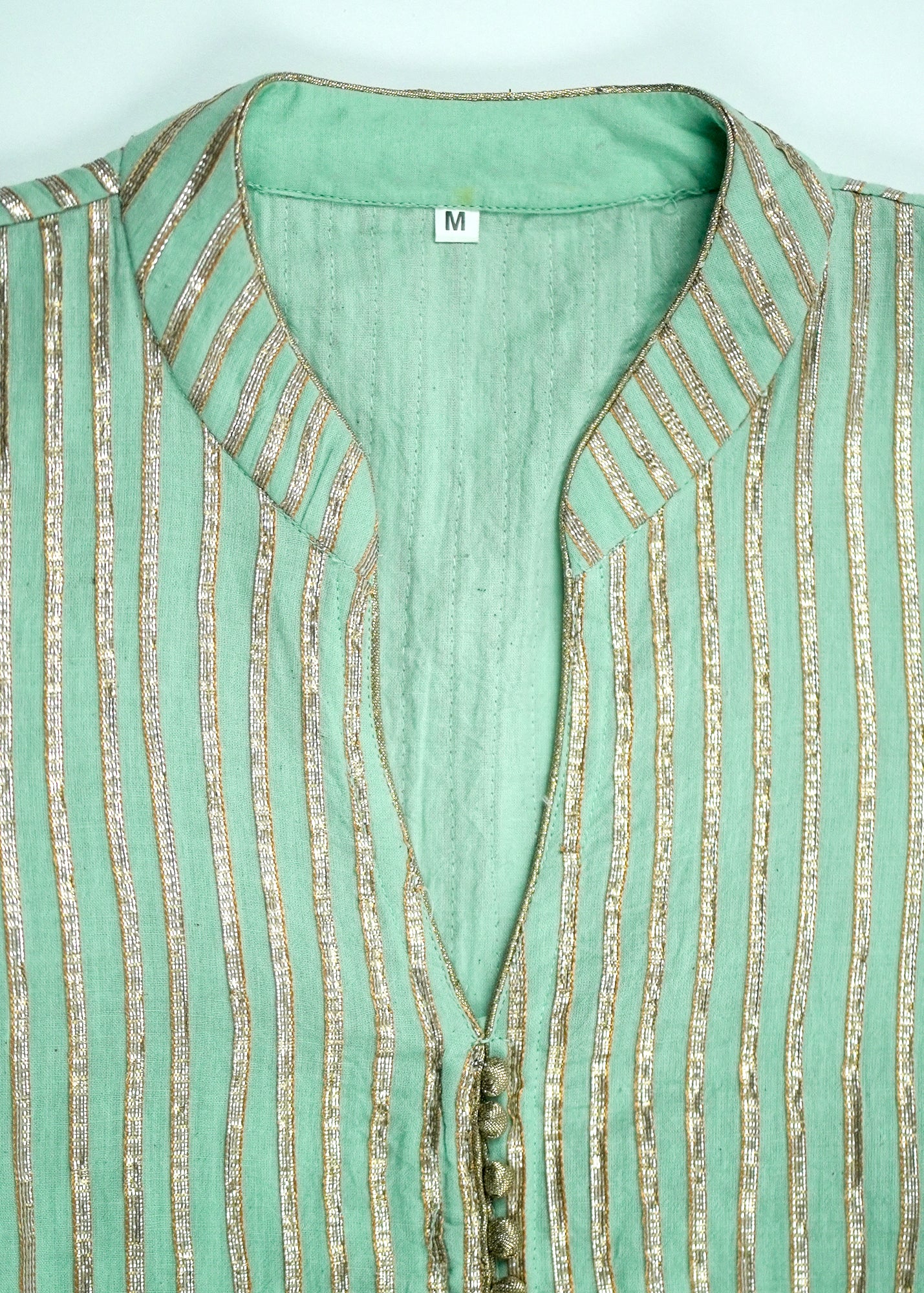 Teal Gota Detailed Kurta - Nehru Collar