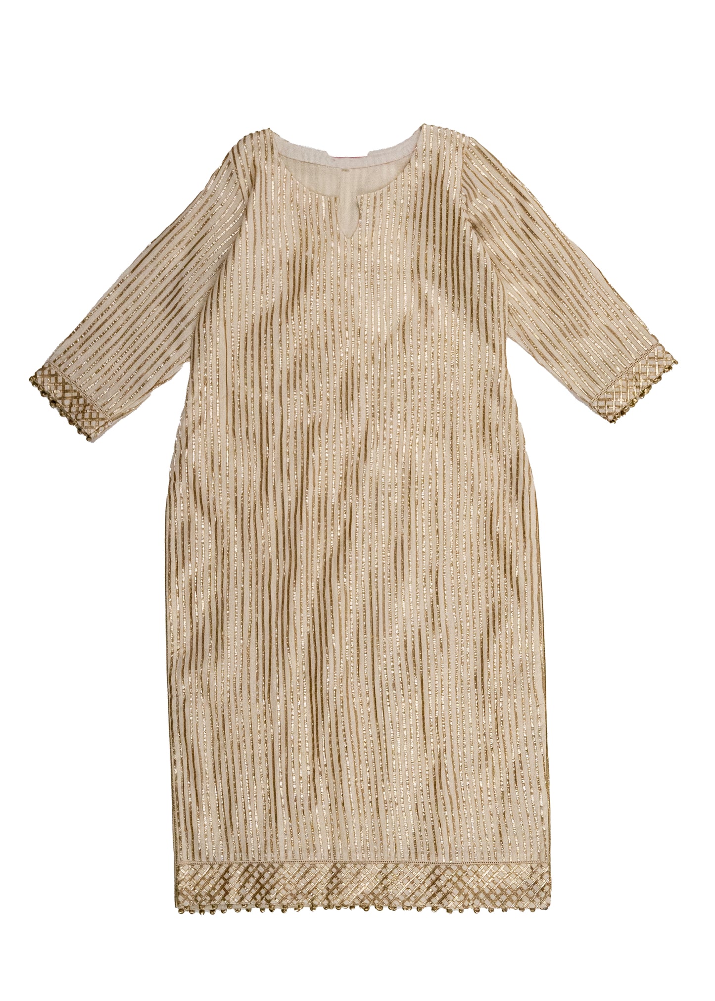 Ivory Gota Detailed Kurta - Cut Neck