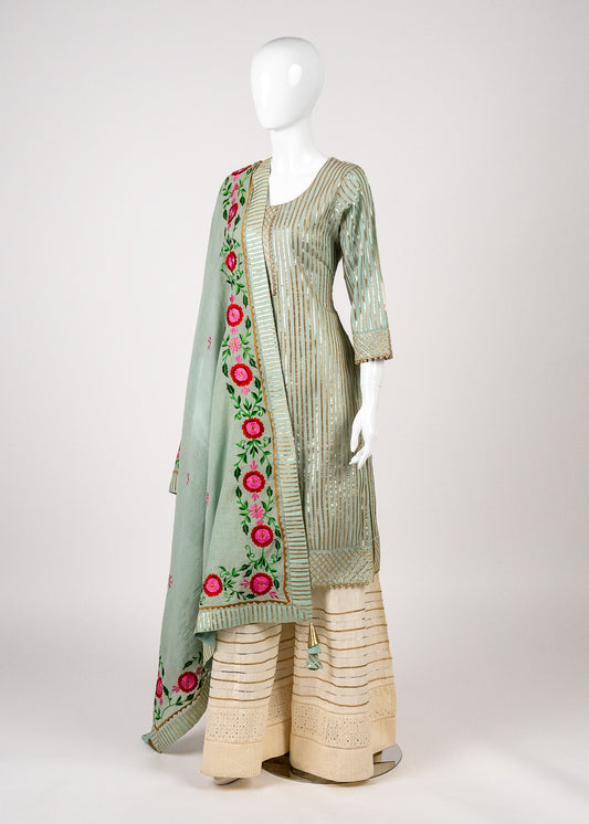 Teal Kurta - Round Neck