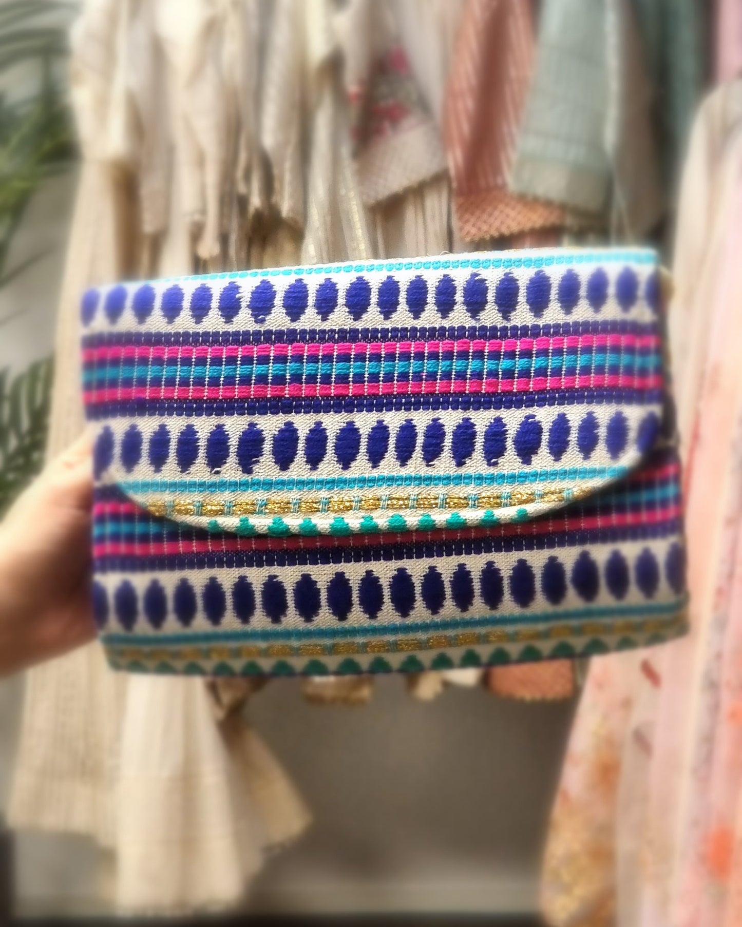 Boho Blue Clutch Bag