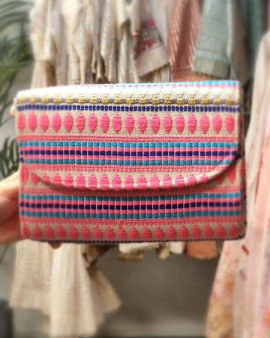 Boho Neon Pink Clutch Bag