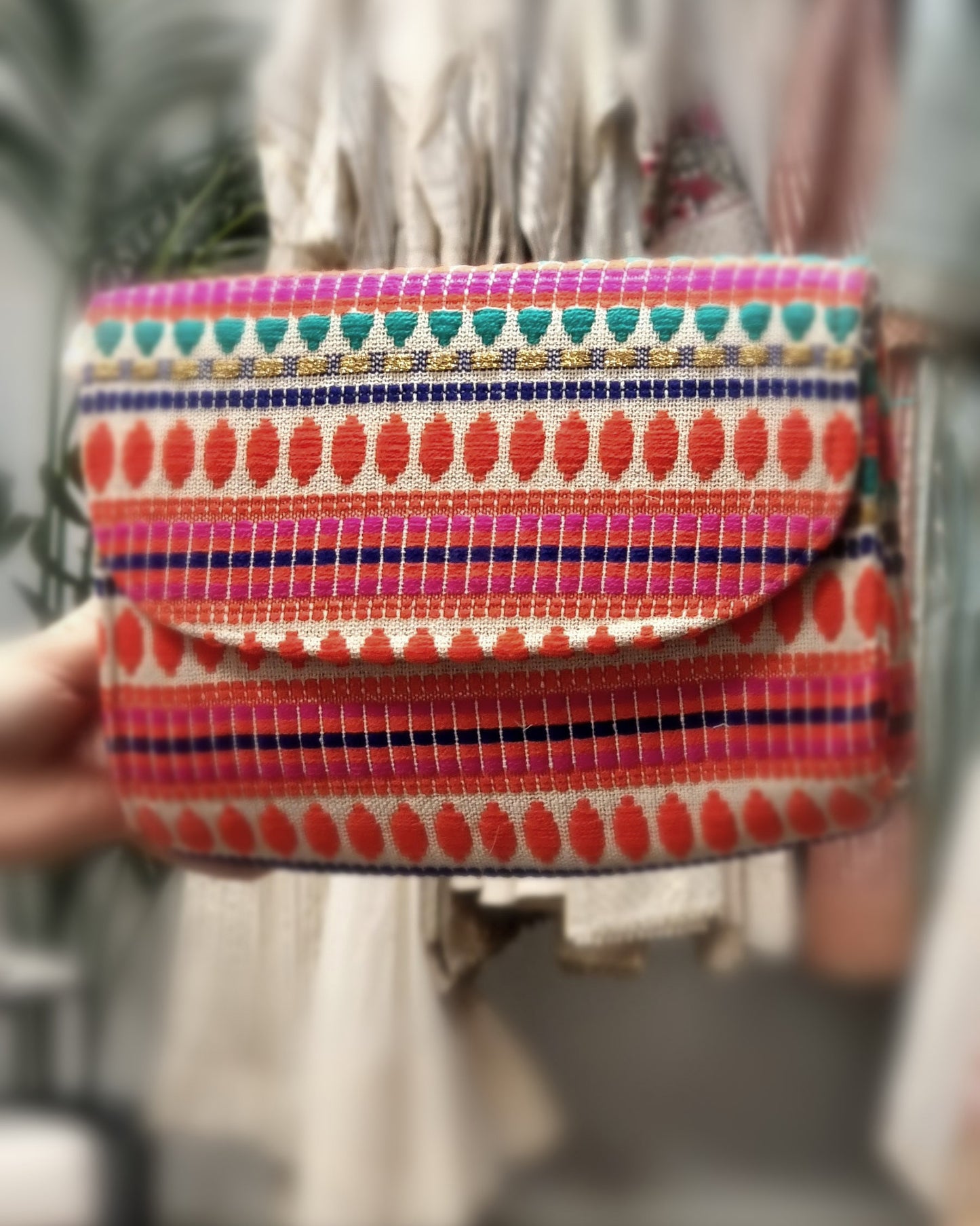 Boho Orange Clutch Bag